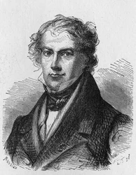 Retrato de J. B. Biot (1774 - 1862), físico francês - em "Album de la Science; cientistas ilustres; Grandes descobertas" 1896.