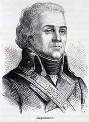 Retrato de Jacques François Coquille dit Dugommier, general francês (1738 -1794) - em “” L&39;Histoire de France ”” de Henri Martin