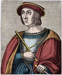 Retrato de Jacques II de Chabannes (La Palice) (1470-1525) gravura de "Louis XII et Anne de Bretagne" de Paul Lacroix, ed Georges Hurtrel