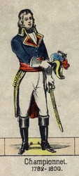 Retrato de Jean Etienne Championet, general francais (1762-1800). Imagem de Epinal do final do século XIX.