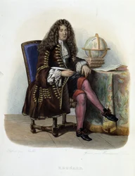 Retrato de Jean Francois Regnard, escritor e dramaturgo francês (1655-1709) - em "Le Plutarque francais", de Mennechet