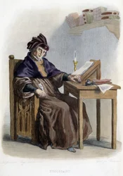 Retrato de Jean Froissart (1337-1404) em "Le Plutarque francais", Editions Mennechet