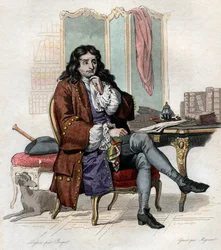 Retrato de Jean de La Fontaine (Lafontaine) (1621-1695), fabulista e poeta francês.