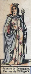 Retrato de Joana de Borgonha (ca. 1291-1330), esposa de Filipe V da França. (dinastia Capetian). Ilustração de finais do século XIX.