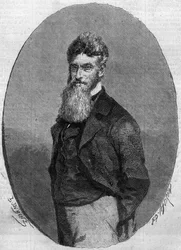 Retrato de John Brown (1800-1859), activista americano contra a escravatura. Gravura em "Le Monde Illustré" n°140 de 17 de dezembro de 1859.