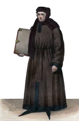 Retrato de John Froissart (1337-1404), cronistas franceses da França medieval.