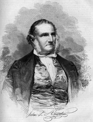 Retrato de John James Audubon (1780-1851), ornitólogo americano. Gravura em "Le Magasin pitoresco".