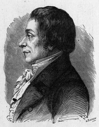Retrato de Joseph Lakanal (1762 - 1845), político francês - no "Album de la Science; ilustres estudiosos; Grandes descobertas" 1896.