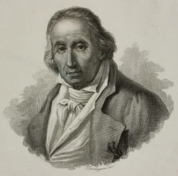 Retrato de Joseph Marie Charles, chamado Jacquard (1752-1834), tecelão francês e inventor do tear Jacquard, gravado por Guadagnini
