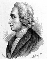 Retrato de Joseph Priestley (1733 - 1804), químico e teólogo britânico - em "Album of Science; ilustres estudiosos; Grandes Descobertas" 1896.