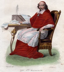 Retrato de Jules Mazarin (1602-1661), cardeal francês, diplomata e político.