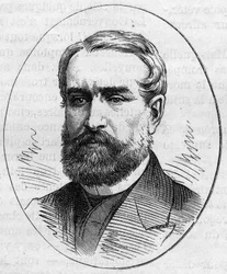 Retrato de Louis Cabat (1812-1893), pintor francês. Gravura em "Le Monde Illustré" n°890 de 2 de Maio de 1874.