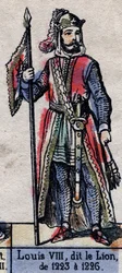 Retrato de Luís VIII da França conhecido como o Leão (1187-1226) (dinastia dos Capetianos). Ilustração do final do século XIX.