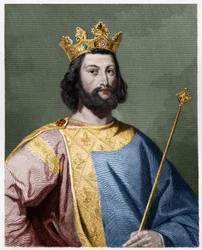 Retrato de Luís VII, o Jovem (1120-1180), rei de França - em «Histoire des Français» de Lavallée, gravura, sem data