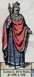 Retrato de Louis X da França, conhecido como Louis the Hutin (1289-1316) (dinastia dos Capetianos). Ilustração de finais do século XIX.