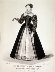 Retrato de Margarita de Navarra (Margaret de Valois, Marguerite de Angouleme ou Marguerite de França (1492-1549) Rainha de Navarra e Poetisa - século XIX