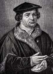 Retrato de Martinho Lutero (1483-1546) Reformador religioso alemão (gravura)