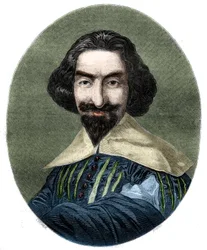 Retrato de Miguel de Cervantes Saavedra (1547-1616), escritor espanhol. Gravura de 1852, da pintura de Velasquez.