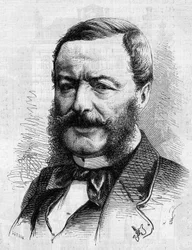 Retrato de Nestor Roqueplan (1804-1870), escritor, jornalista e administrador de teatros franceses. Gravura em "Le Monde Illustré" n°681 de 30 de Abril