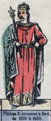 Retrato de Filipe III da França, conhecido como Filipe o Hardi (1245-1285) (dinastia dos Capetianos). Ilustração do final do século XIX.