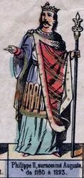 Retrato de Filipe II da França, conhecido como Philippe Auguste (1165-1223) (dinastia dos Capetianos). Ilustração do final do século XIX.
