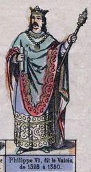 Retrato de Philippe VI da França, conhecido como Philippe de Valois (1294-1350) (dinastia dos Capetianos). Ilustração do final do século XIX.