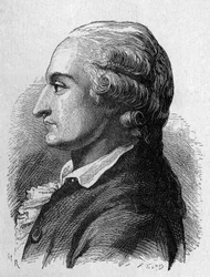 Retrato de Pilâtre de Rozier (1756 - 1785), físico e aeronáutico francês (primeira viagem em um balão de ar quente) - no "Album de la Science; cientistas ilustres; Grandes descobertas" 1896.