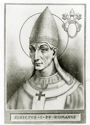Retrato do Papa Siricius, c.1835 (litho)