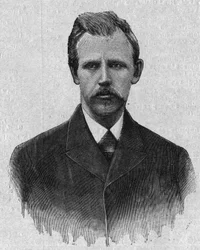 Retrato do retrato de Fridtjof Nansen (1861-1930), explorador norueguês. Gravura em "La gazette du dimanche" de 5 de março