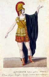Retrato de Prosper Derivis (1808-1880) no papel de Antígona na tragédia lírica "Olympia" de Gaspare Spontini (1774 - 1851) compositor italiano.