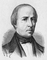 Retrato de Pétin que imaginou um dirigível - em "Álbum de Ciências; ilustres estudiosos; Grandes descobertas" 1896.