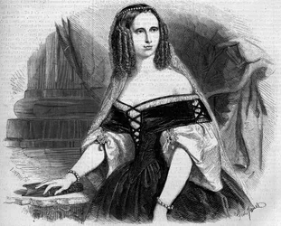 Retrato de Sophie de Württemberg (1818-1879), rainha da Holanda. Gravura em "Le Monde Illustré" n°53 de 17 de Abril de 1858.