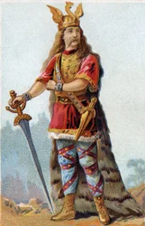 Retrato de Vercingetórix (72-46 a.C.), rei dos Gauleses. Cromolitografia por volta de 1890.