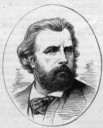 Retrato de William Adolphe Bouguereau (1825-1905), pintor francês. Gravura em "Le Monde Illustré" n°890 de 2 de Maio de 1874.