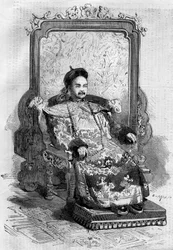Retrato de Xianfeng (1831-1861), Imperador da China da Dinastia Qing. Gravura em "Le Monde Illustré" n°199 de 2 de fevereiro