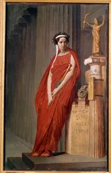 Retrato da comediante Elisabeth Felix chamada Mademoiselle Rachel (1821-1858) encarna a tragédia Painting de l