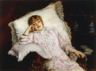 Retrato da atriz Jeanne Samary sentado três quartos,