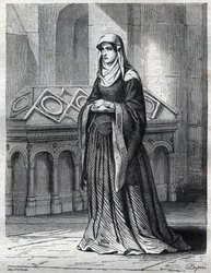 Retrato da freira beneditina que teria sido amante e irmã do Papa Gregoire XII e mãe de Eugene IV (Gabriele Condulmer 1383-1447). Gravura na "História dos Papas (...) Crimes da Rainha Rei e Imperadores através do Centúrnio