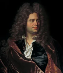 Retrato do escritor francês Jean de La Bruyere (1645-1696) Pintura da escola francesa do século XVII. Chantilly, Museu Conde
