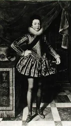 Retrato do Menino Luís XIII (1601-43) Rei de França e Navarra, c.1611 (óleo sobre tela) (foto a p/b)