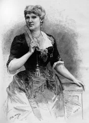 Retrato da soprano sueca Christine Nilsson (1843-1921), no Mundo Ilustrado de 1887.
