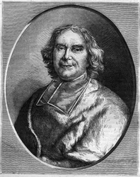 Retrato do cardeal de André Hercule de Fleury (1653-1743), cardeal, primeiro-ministro de Luís XV. Gravura em "Histoire des Papes-Rois-Queen and Empereurs a travessa les centuries", de Maurice Lachatre