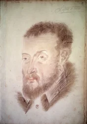Retrato do poeta Joachim du Bellay (1522-1560) Desenho anônimo da Escola Francesa. Paris do século XVI. B.N.