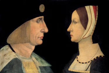 Retratos do Rei Luís XII (1462-1515) e Ana da Bretanha (1477-1514) Rainha de França Pintura anónima. Século XVI. Sol. 0,31x0,49 m Chantilly, musee Conde. - Retratos do Rei Luís XII (1462-1515) e Ana da Bretanha (1477-1514), Rainha de França.