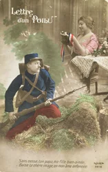 Postal retratando uma carta de um Poilu, 1914-18 (foto colorida)