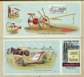 Cartaz publicitário Aultman-Miller Buckeye Ligantes e Reapers, final do século XIX