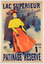 Cartaz publicitário uma pista de patinação no superieur Lac no Bois de Boulogne