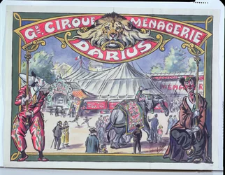 Cartaz publicitário do Grande Cirque Menagerie Darius, 1924 (wc no papel)