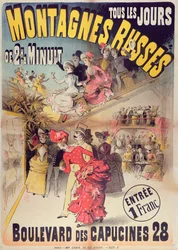Cartaz, anunciando, a, montanha-russa, montanha-russa, boulevard, des, capucines, paris, 1888