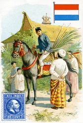 Carteiro, entregar uma carta, em, a, indies holandesas, fim, 19o século